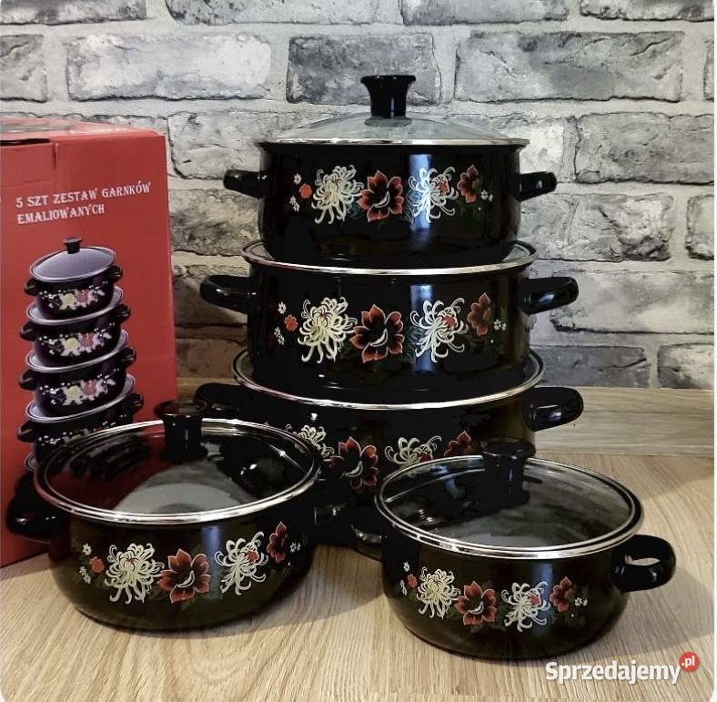 Promocja Garnki emaliowane czarne śląskie sprzedam