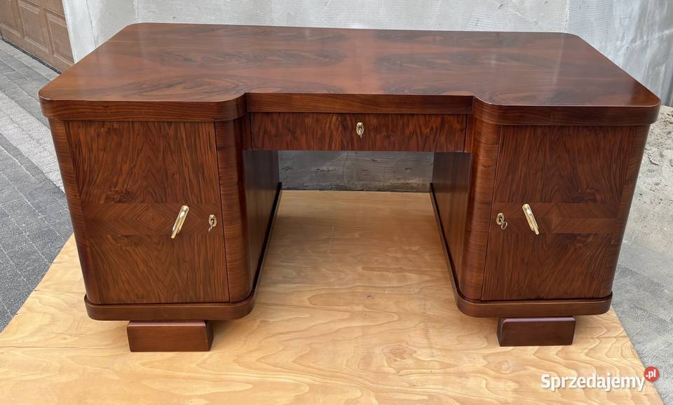 Biurko Brązowe Orzech 160 Art Deco Dwustronne 76cm Warszawa