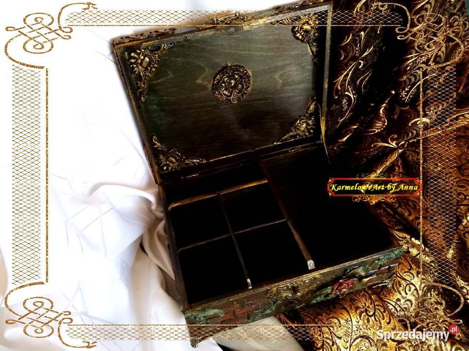 Szkatułka na biżuterię mixmedia rękodzieło Warszawa