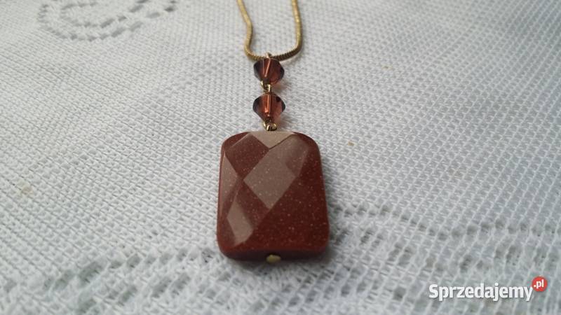 Stary angielski naszyjnik kamień awenturyn