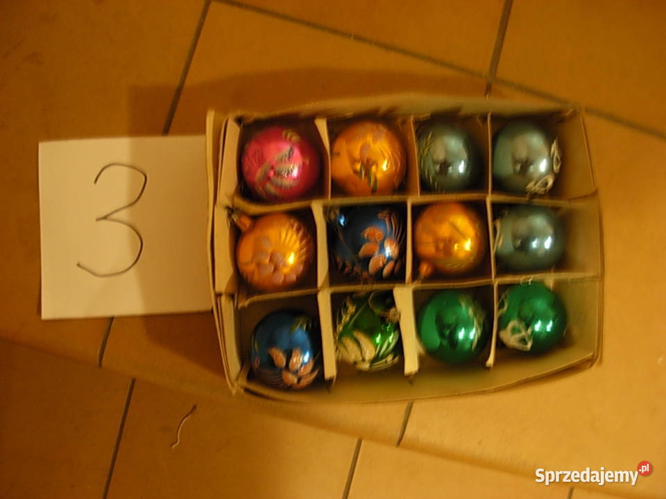 Bombki szklane ręcznie malowane z PRL Gdynia