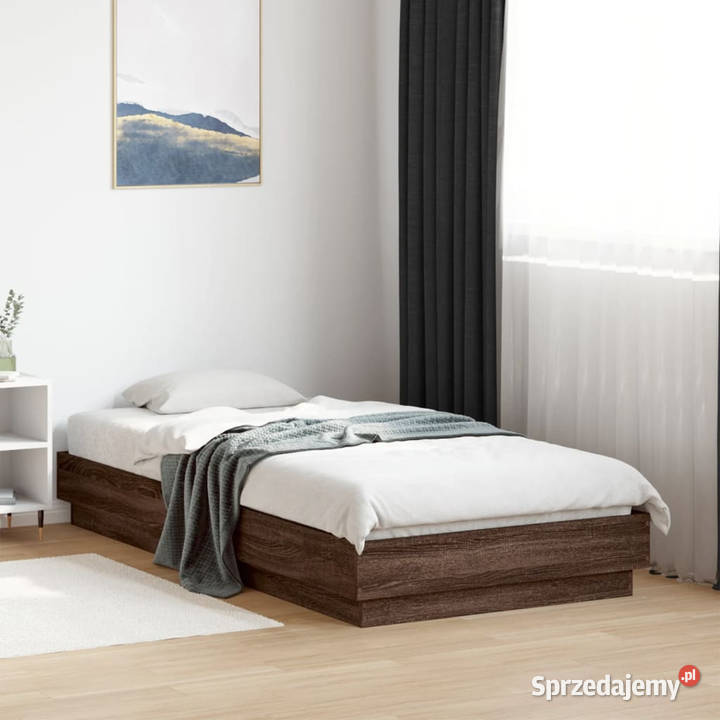 Rama łóżka z oświetleniem LED brązowy dąb 90x190