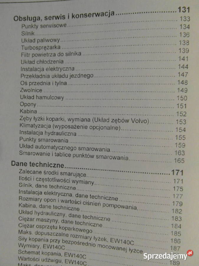 dtr instrukcja obsługi koparka volvo ew160C i Rok wydania 2008 Pozostałe