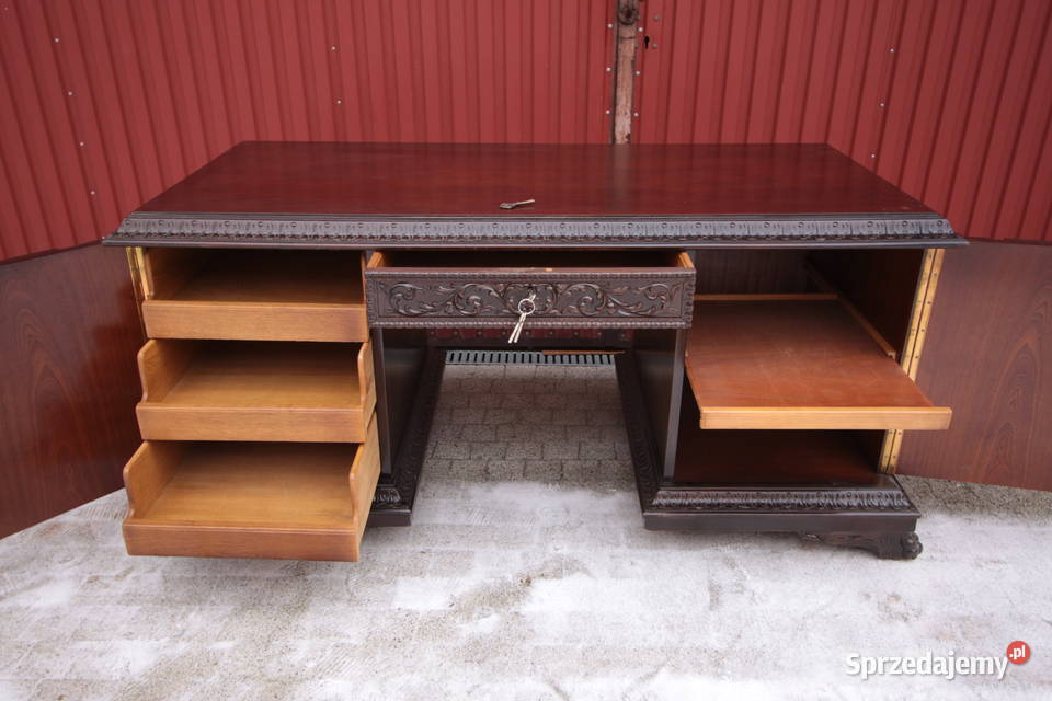 Wyjątkowe duże BIURKO NEORENESANSOWE gabinetowe dolnośląskie Wrocław