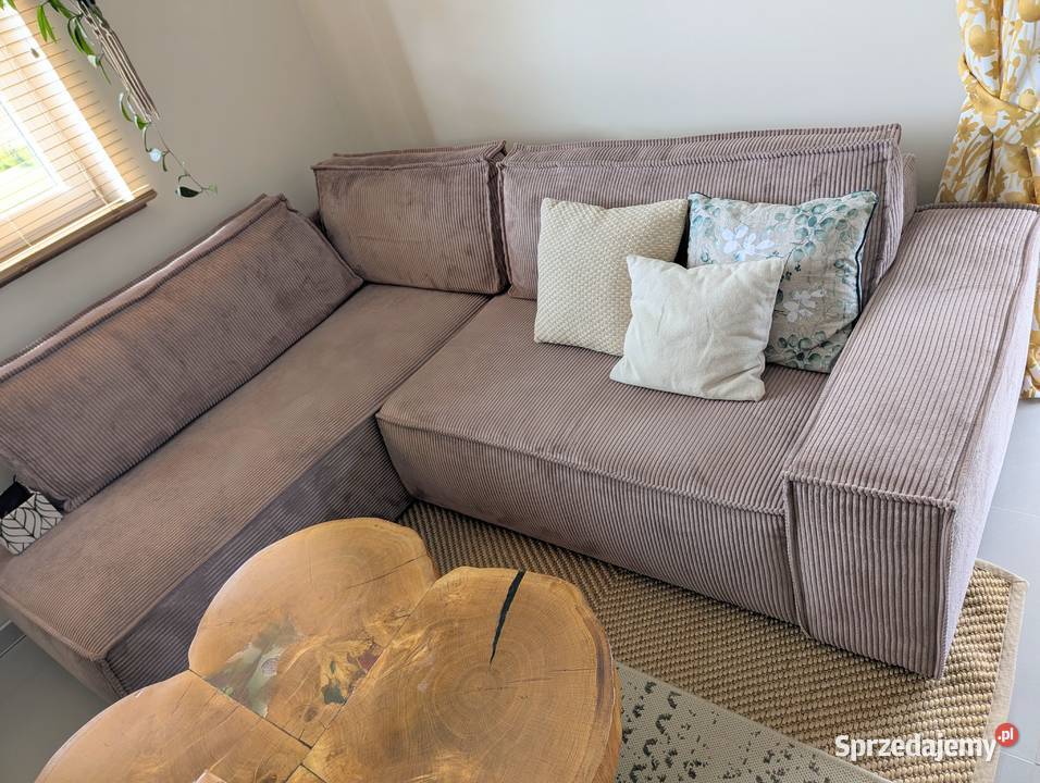 Narożnik rozkładany sztruksowy sofa do salonu sprzedam