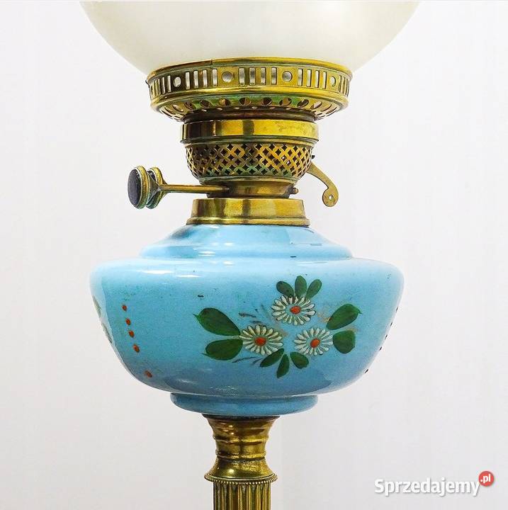 Antyk LAMPA NAFTOWA z XX wieku Szklany Klosz Kalisz