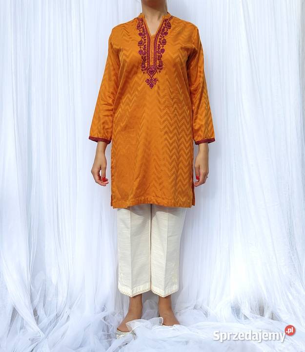 Pomarańczowa tunika Bollywood S 36 kameez haft zachodniopomorskie Szczecin sprzedam
