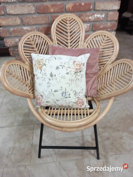 krzesło fotel boho rattan liść Śrem