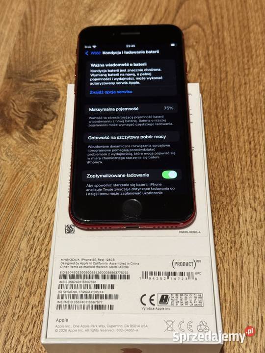 iPhone SE 2020 128 GB czerwony 100 sprawny