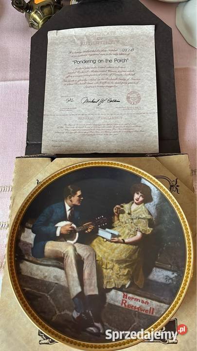 Talerz kolekcjonerski Pandering on the porch Porcelana i szkło