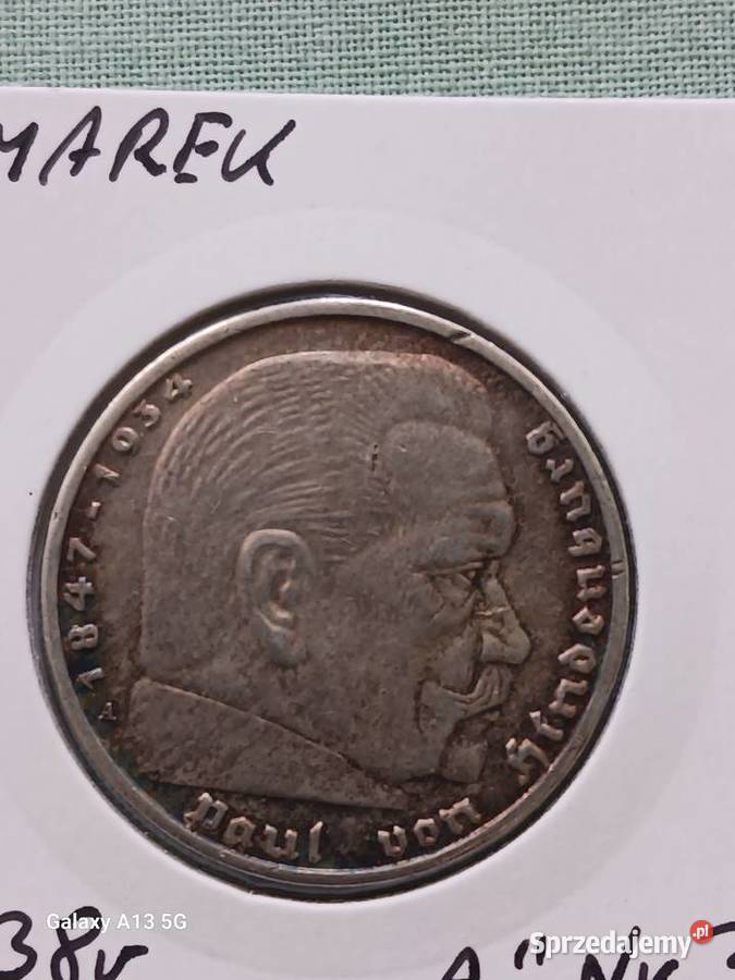 5 Marek Niemcy 1938 rPaul von Hindenburg menA 3 Numizmatyka Konin