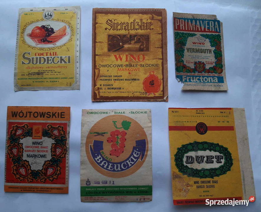 STARE ETYKIETY WINO PRL POLSKA Łódź