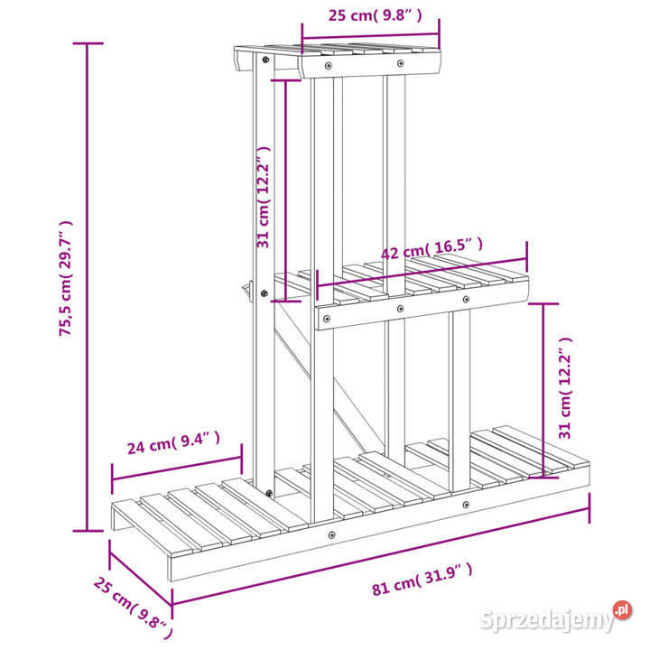 Kwietnik 81x25x755 lite drewno jodłowe WM362872 Warszawa