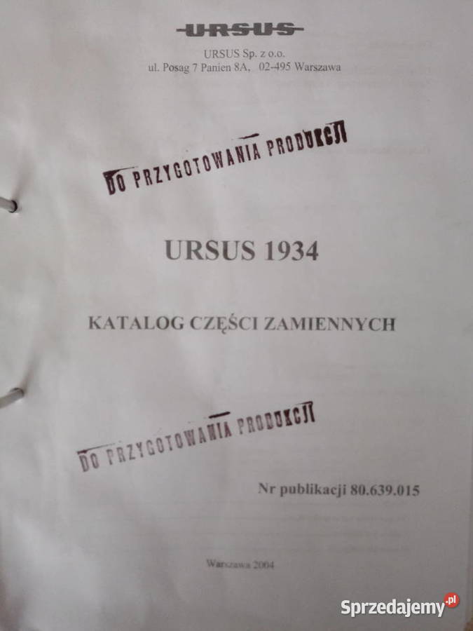 Katalog części zamiennych URSUS 1934 1734 Warszawa