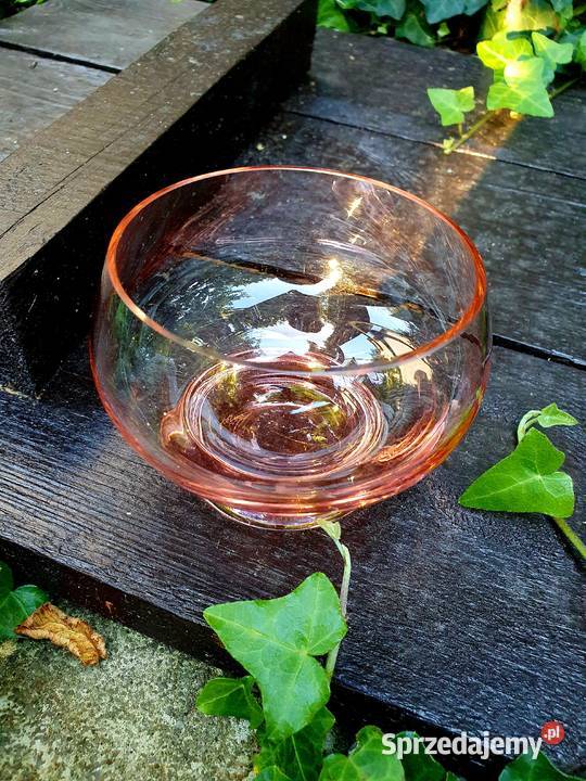 Dzbanek i miska szkło rozalinowe Myszków