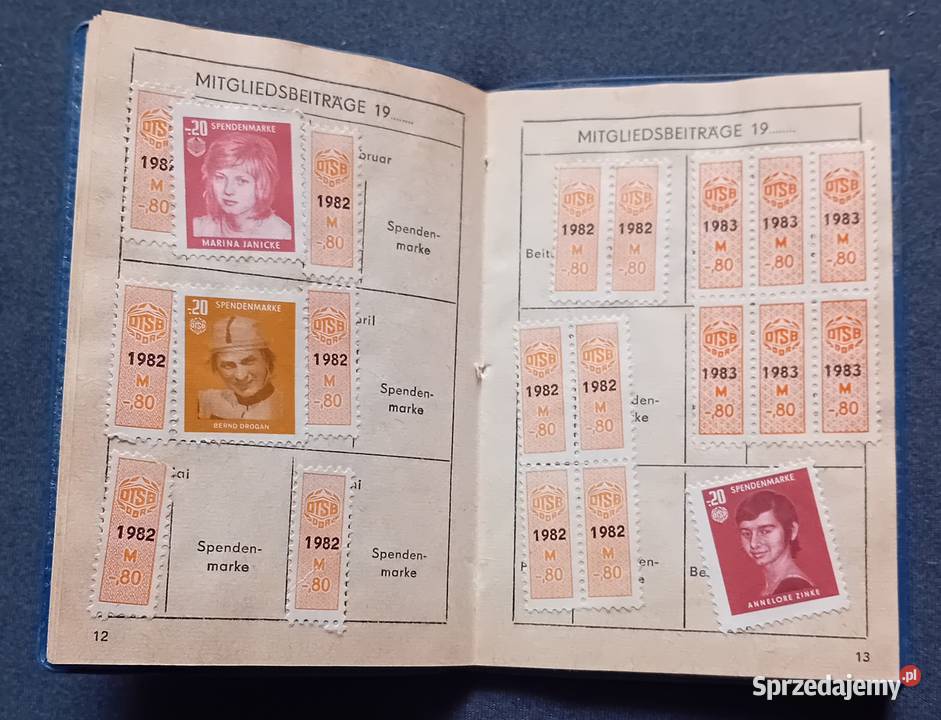 Legitymacja Deutsche Turn und Sportbuch der DDR Koźminek