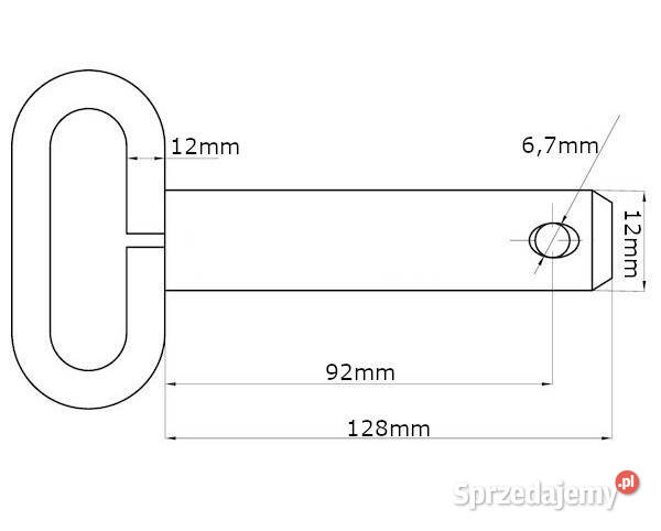 Sworzeń z uchwytem 12x92 mm Kramp Z512092KR Kamionna