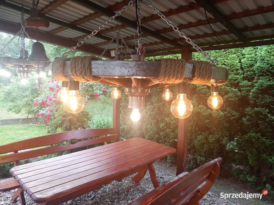 Żyrandol lampa oświetlenie z koła koło wozu Łańcut