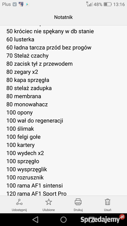 Ślimak napędu AF1 125cc Aprilia Rs Części Okazja Graboszyce