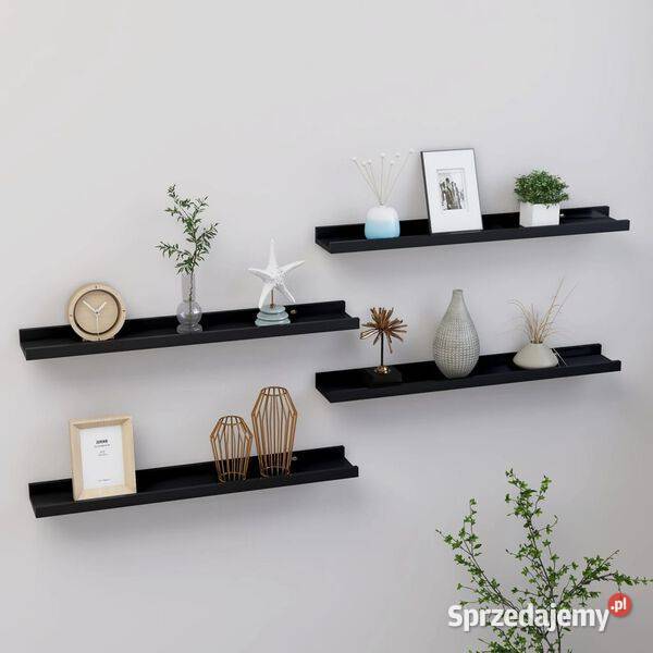 vidaXL Półki ścienne 4 czarne 60x9x3 SKU326668 Warszawa