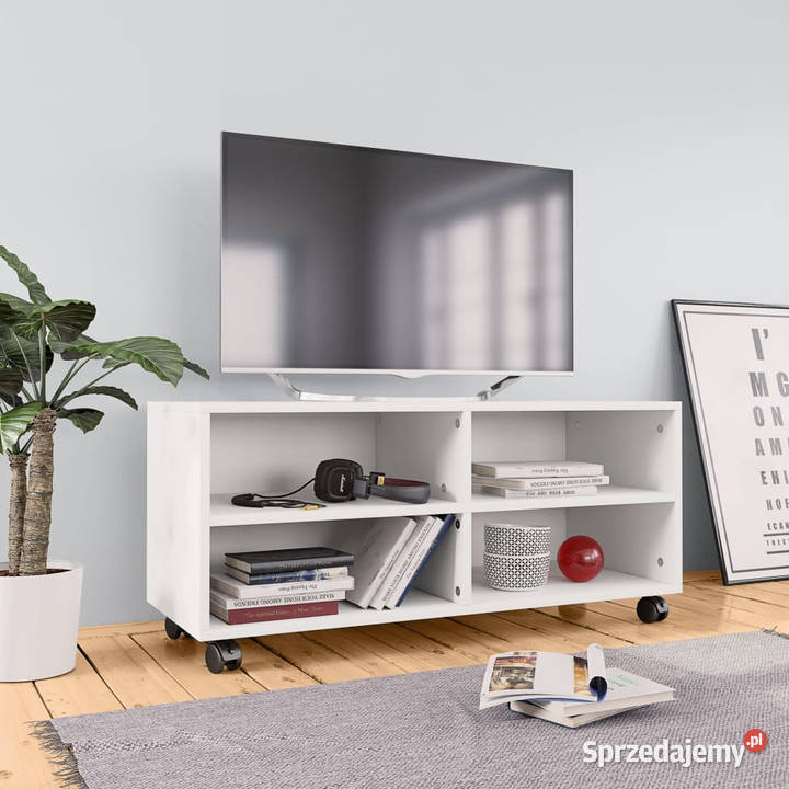 Szafka pod TV biała 90x35x35 materiał RTV Warszawa