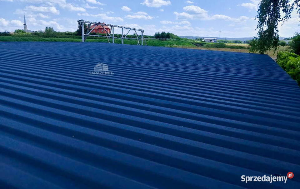 GARAŻ BLASZANY 6m x 5m SPAD W BOK WIATA DRZWI małopolskie Łapanów