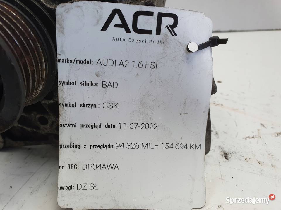 ALTERNATOR Audi A2 16 FSI BAD Bosch Alternator Rudka