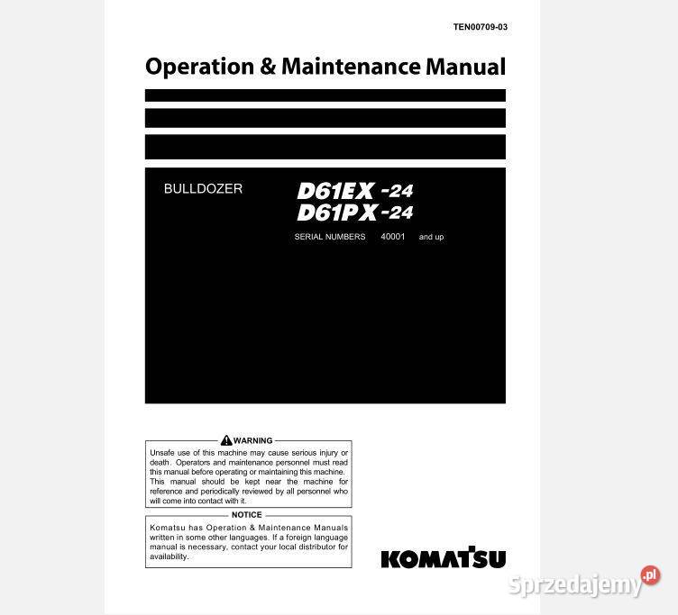 KOMATSU D61EX24 D61PX24 instrukcja obsługi DTR świętokrzyskie Kielce