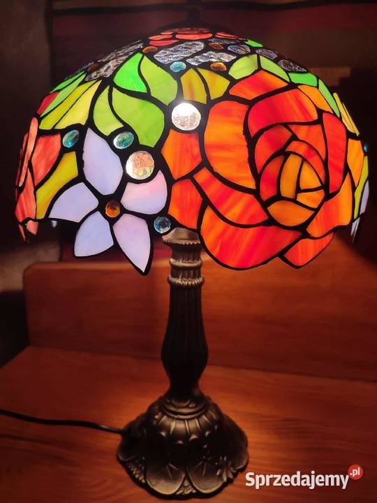 Lampa witrażowa kwiaty żywe kolory Lampy stołowe i nocne Lampy stołowe i nocne podkarpackie Brzozów