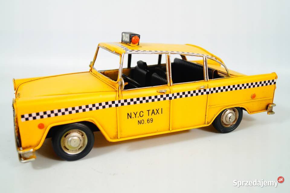 Metalowy pojazd stary samochód TAXI ŻÓŁTE Antyki Gizałki