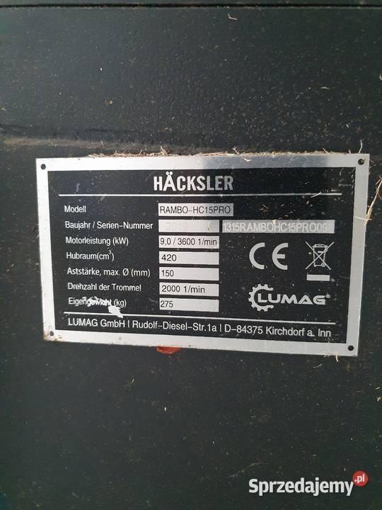 Rębak rozdrabniacz do gałęzi RAMBOHC15PRO Środa Wielkopolska