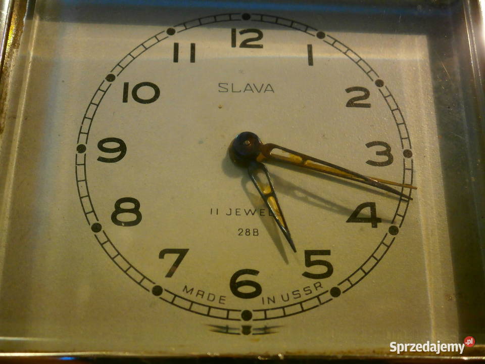 Budzik SLAVA 28B 11 jewels perła USSR sprawny Zegary Łódź