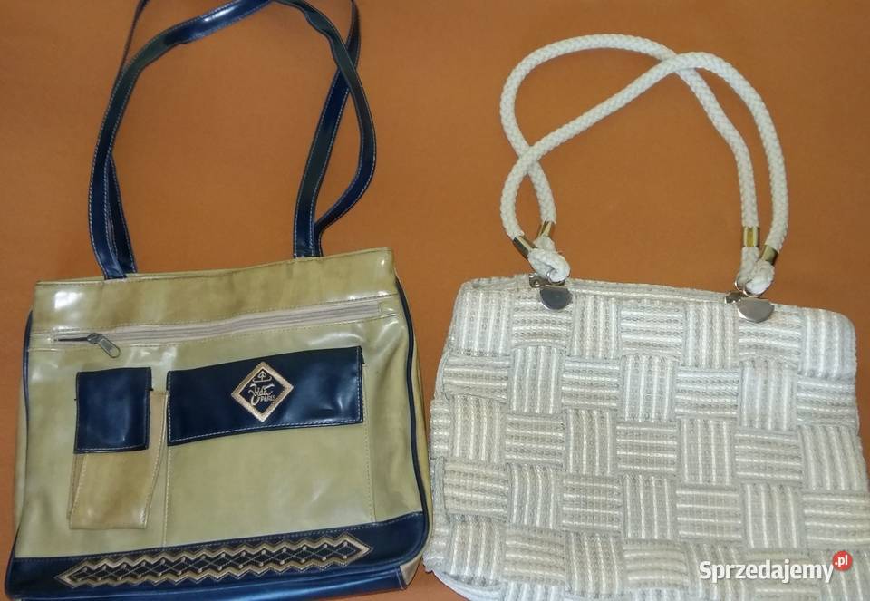 Pakowna miejska torebka oliwkowogranatowa ecru 27cm Łódź