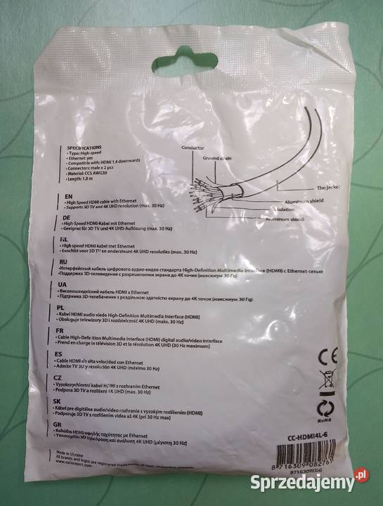 Kabel HDMI CCHDMI4L6 V20 4K 30Hz 18m Nowy w łódzkie Łódź sprzedam