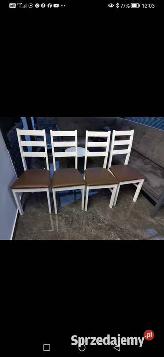 Krzesło Krzesła Zestaw 4 sztuki Białe Drewniane Grodzisk Wielkopolski