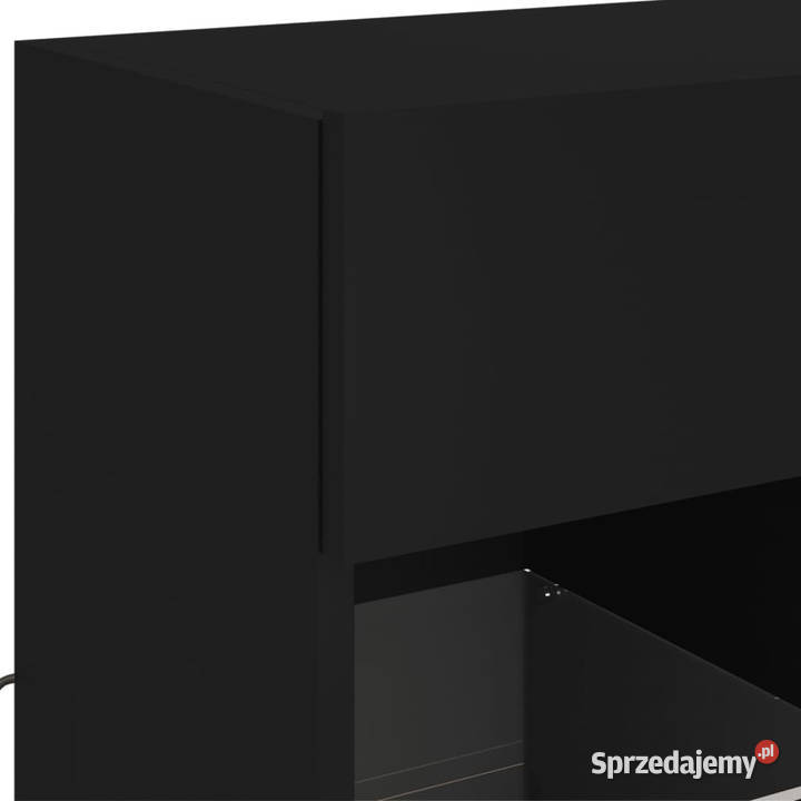 Ścienna szafka TV z LED czarna 585x30x605 Dom i Ogród