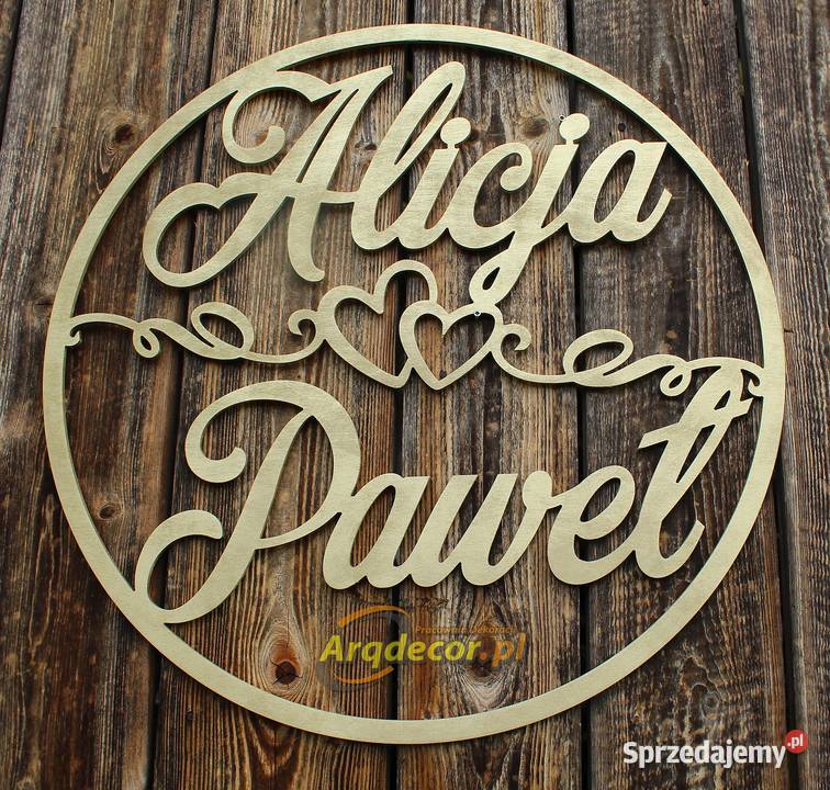 Duże koło z imionami pary młodej dekoracje Dębna
