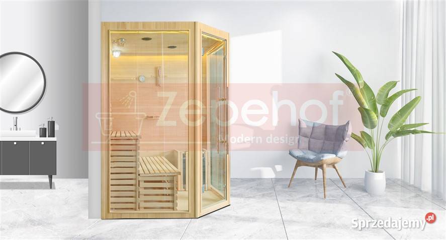 Sauna fińska sucha z piecem 1600x1600mm MOC 60 Grabówka