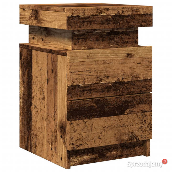 Szafki nocne z LED 2 stare drewno 35x39x55 Nocne Szafki
