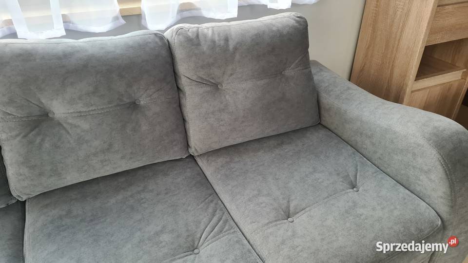 Szara kanapa 3osobowa z funkcją spania fotel Reda
