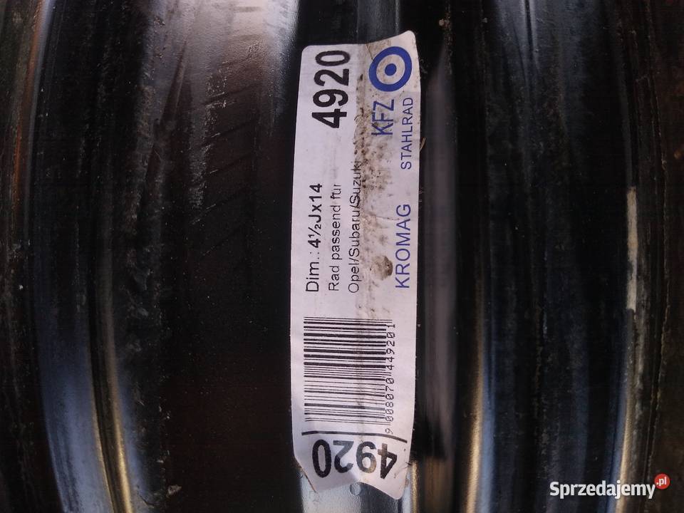 Felgi 14 4x100 Hyundai Opel Suzuki Subaru itp Średnica 14" Samochodowe wielkopolskie