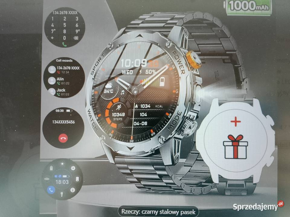 Smartwatch 2025r bateria 1000 mAh piękny nowy Zgierz sprzedam
