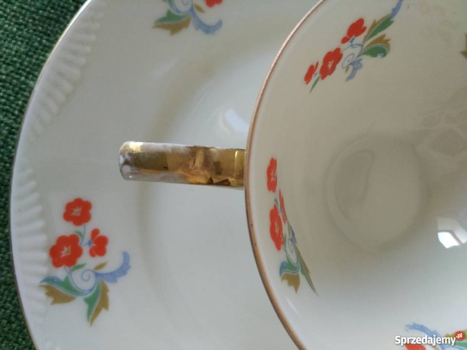 Filiżanka talerzyk deserowy sygnowana porcelana Ropa