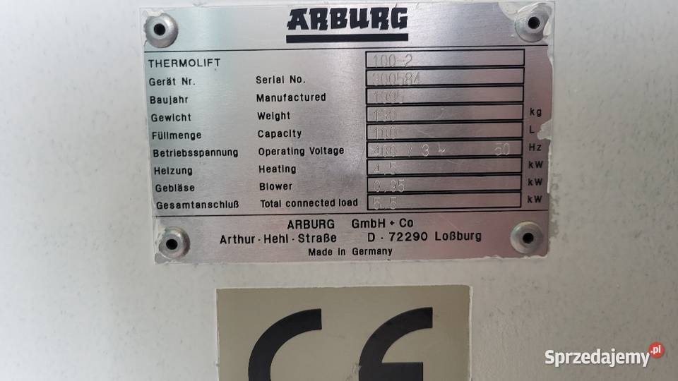 Suszarka do tworzyw sztucznych Arburg Thermolift zachodniopomorskie