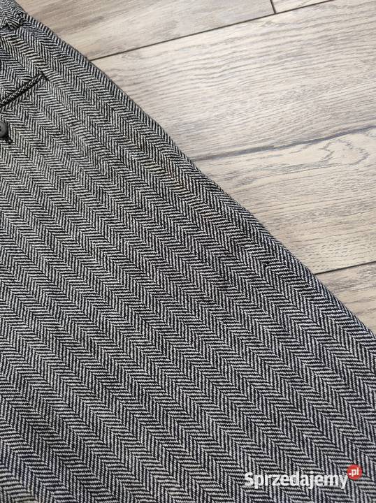 Wełniane spodnie rybaczki Vintage Jodełka 42 Jasło