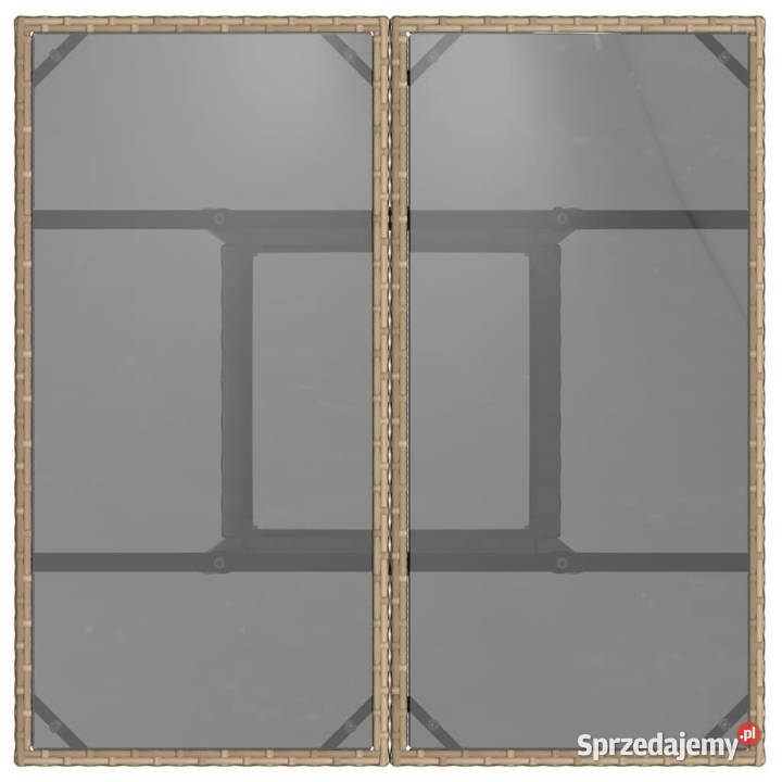 Stół ogrodowy ze szklanym blatem beżowy 80x80x75