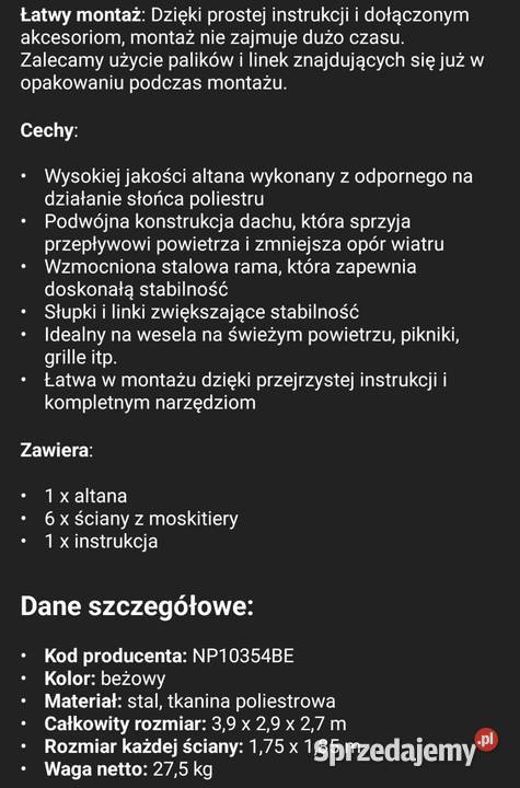 Altana ogrodowa 3x4 m