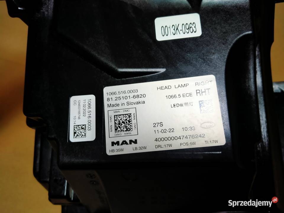 MAN TG3 TGX 3 TGS 3 LAMPA PRAWA 81251016820 ciężarowe Kargowa