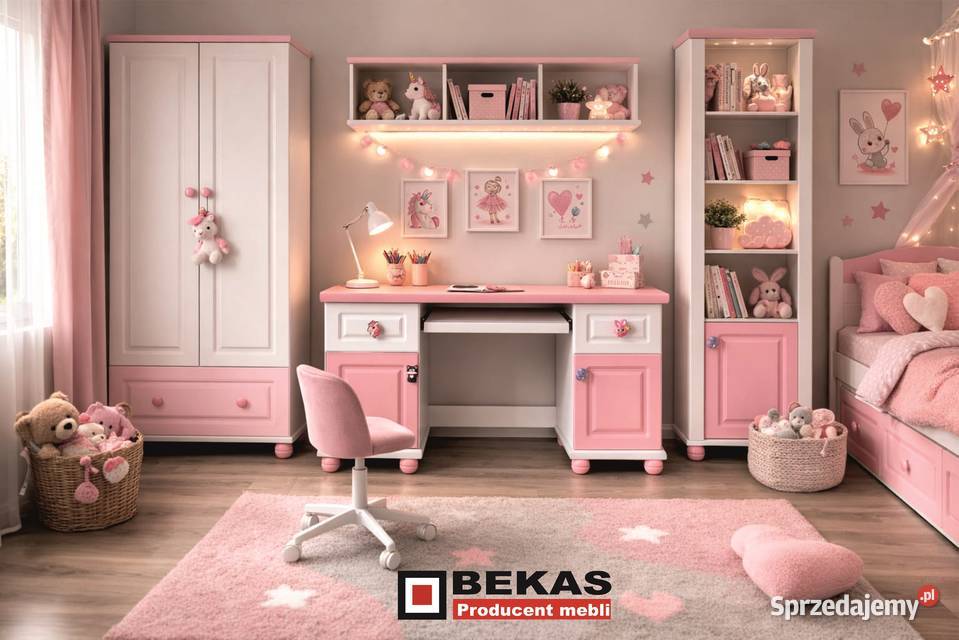 Biurko KIDS Małej Księżniczki Białe Różowe PINK Warszawa
