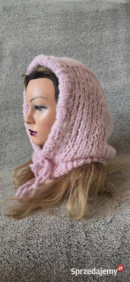 Balaclava kaptur handmade różowa